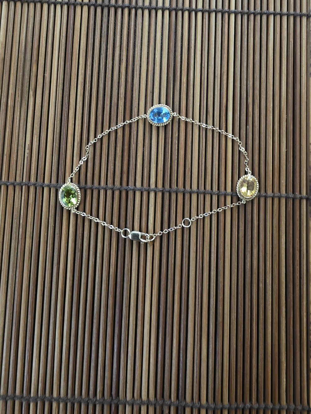 14k Spinel, Peridot, Citrine Yellow Gold Chain Bracelet